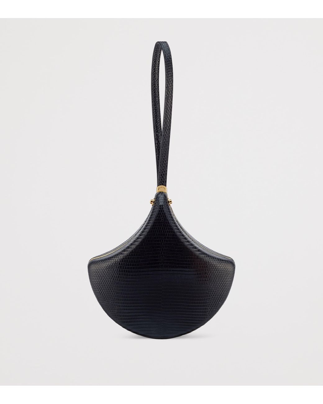 BVLGARI Black Lizard Leather Ginkgo Clutch Bag