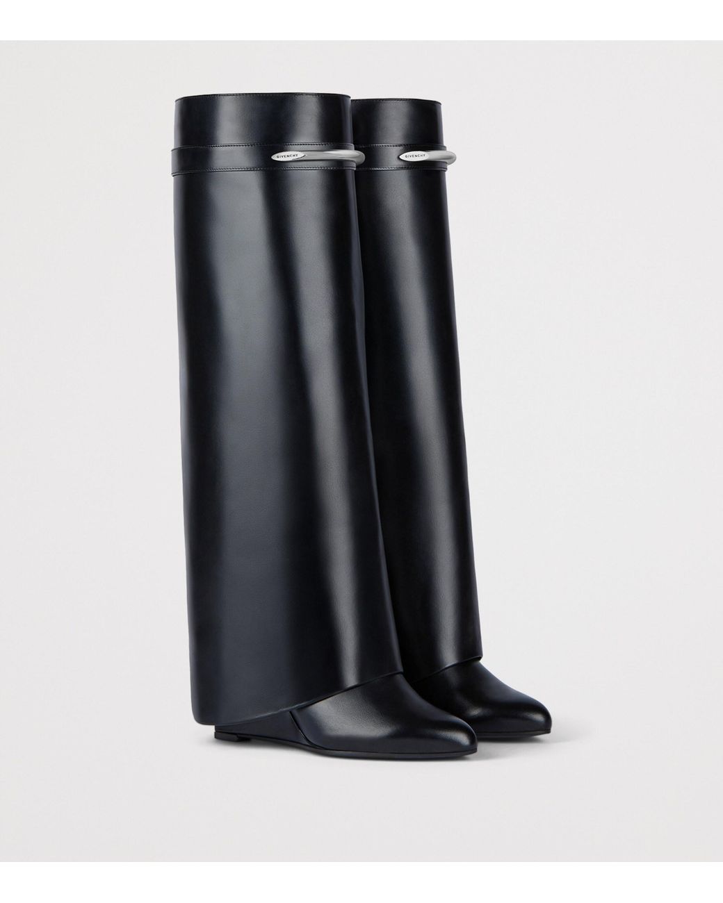 Givenchy Black Leather Shark Knee-High Boots