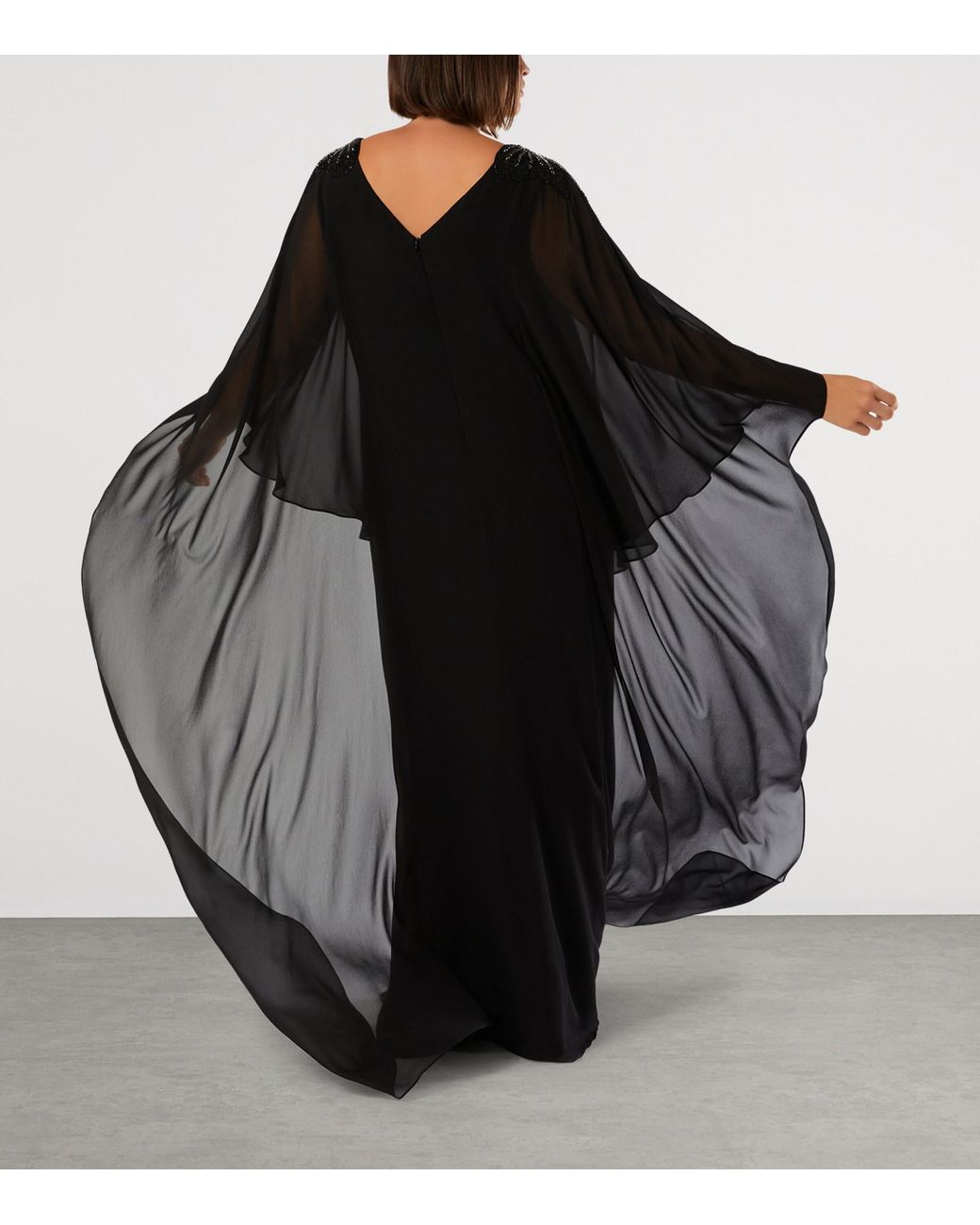 Marina Rinaldi Black Embellished Caped Gown