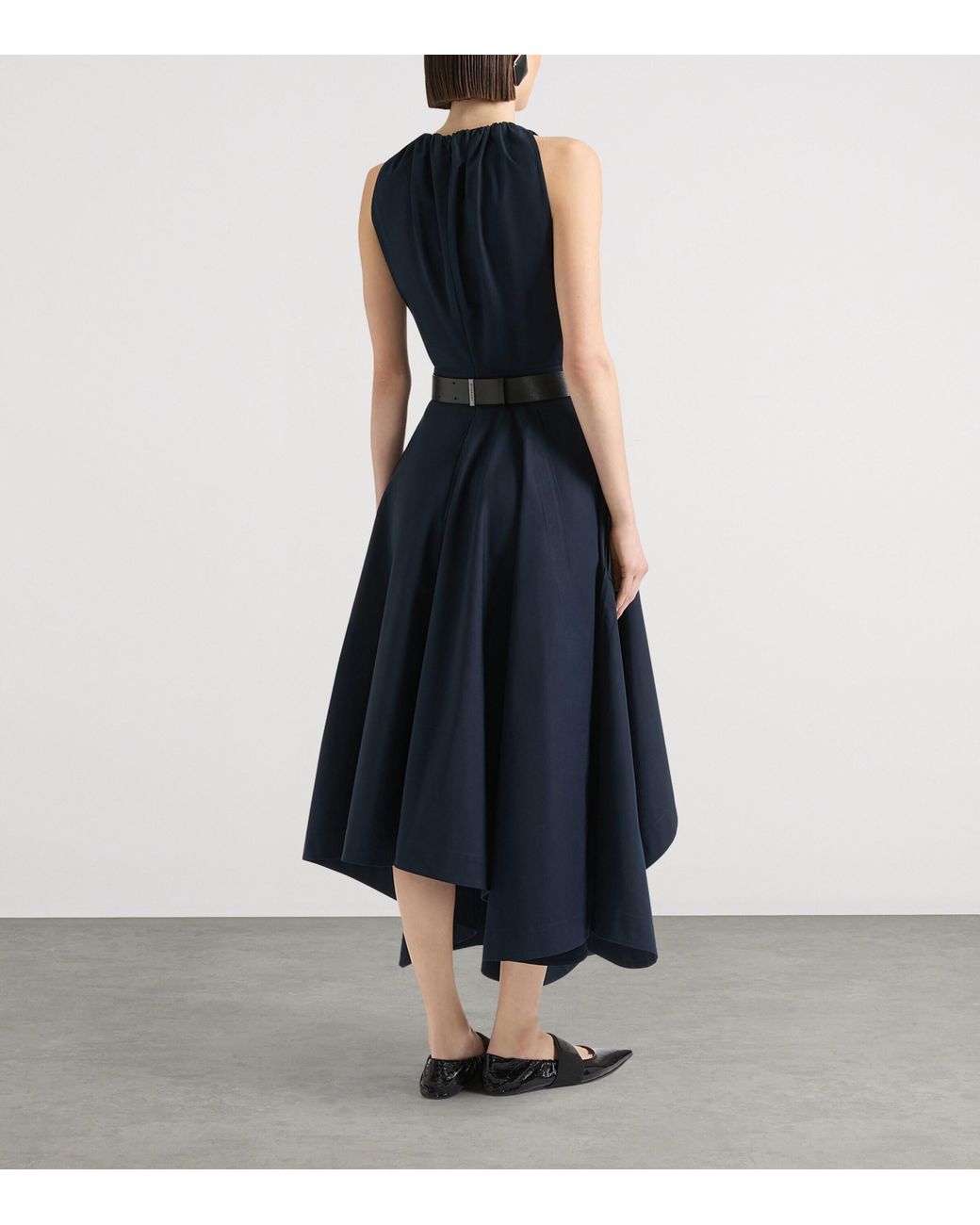 Givenchy Blue Cotton Poplin Bow-Detail Midi Dress