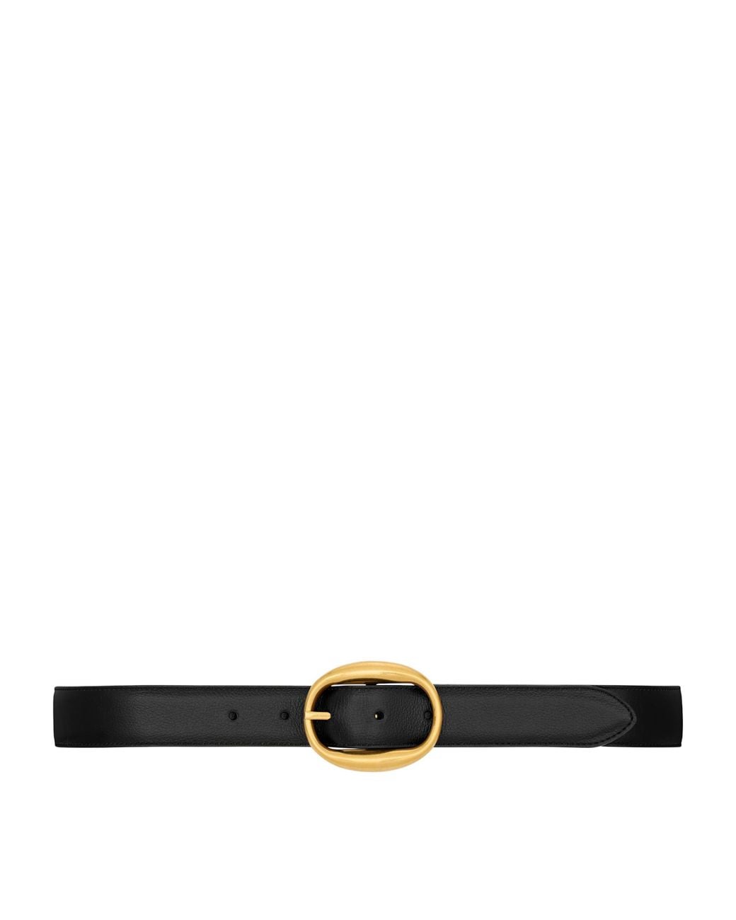Saint Laurent Black Leather Reversible Oval-Buckle Belt
