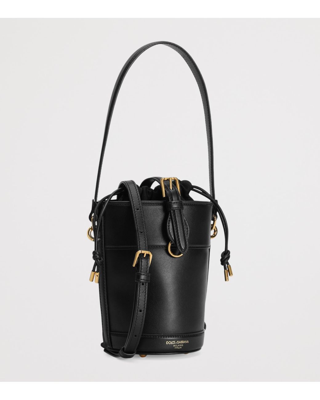 Dolce & Gabbana Black Capri Calf Leather Bucket Bag