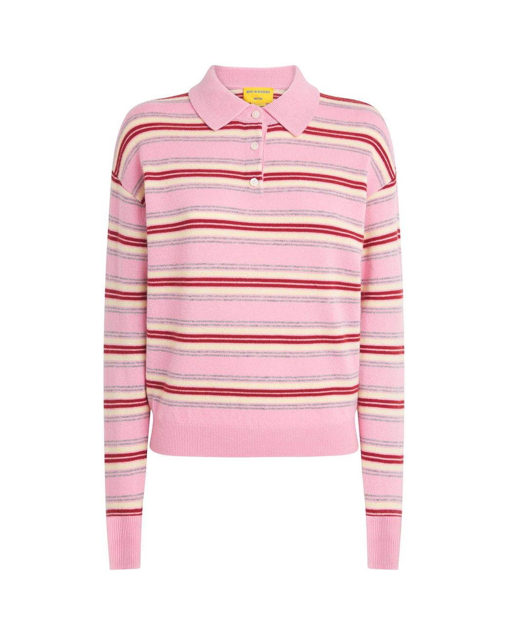 Guest In Residence Pink Cashmere Collegiate Stripe Sweater