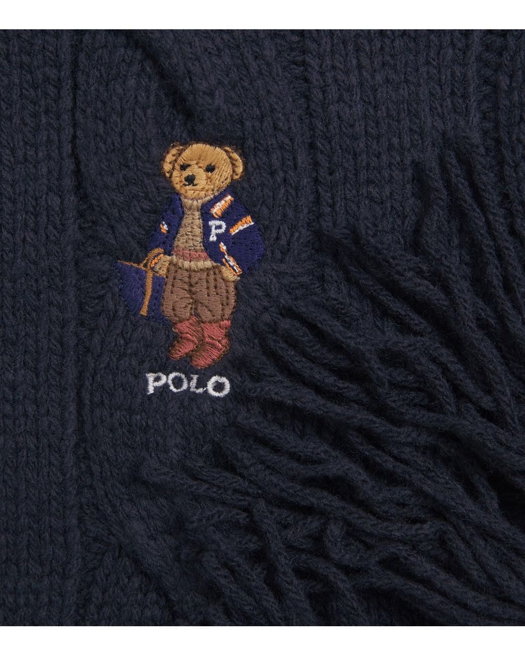 Netting Wool Polo Ralph Lauren Wool-Blend Cable-Knit Bear Scarf in Blue | Lyst UK