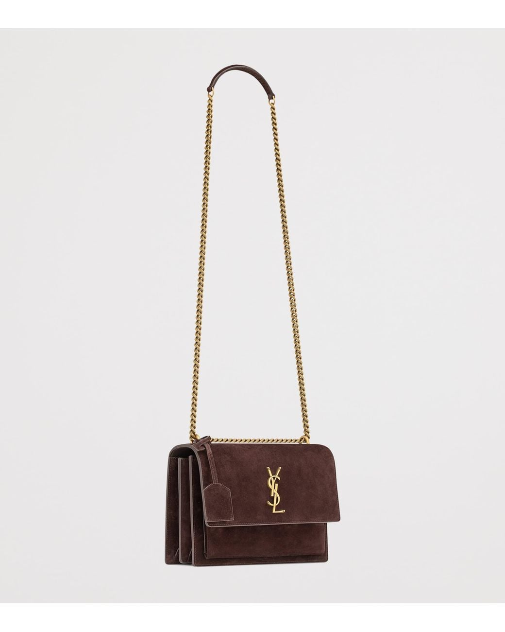 Saint Laurent Brown Medium Suede Sunset Shoulder Bag
