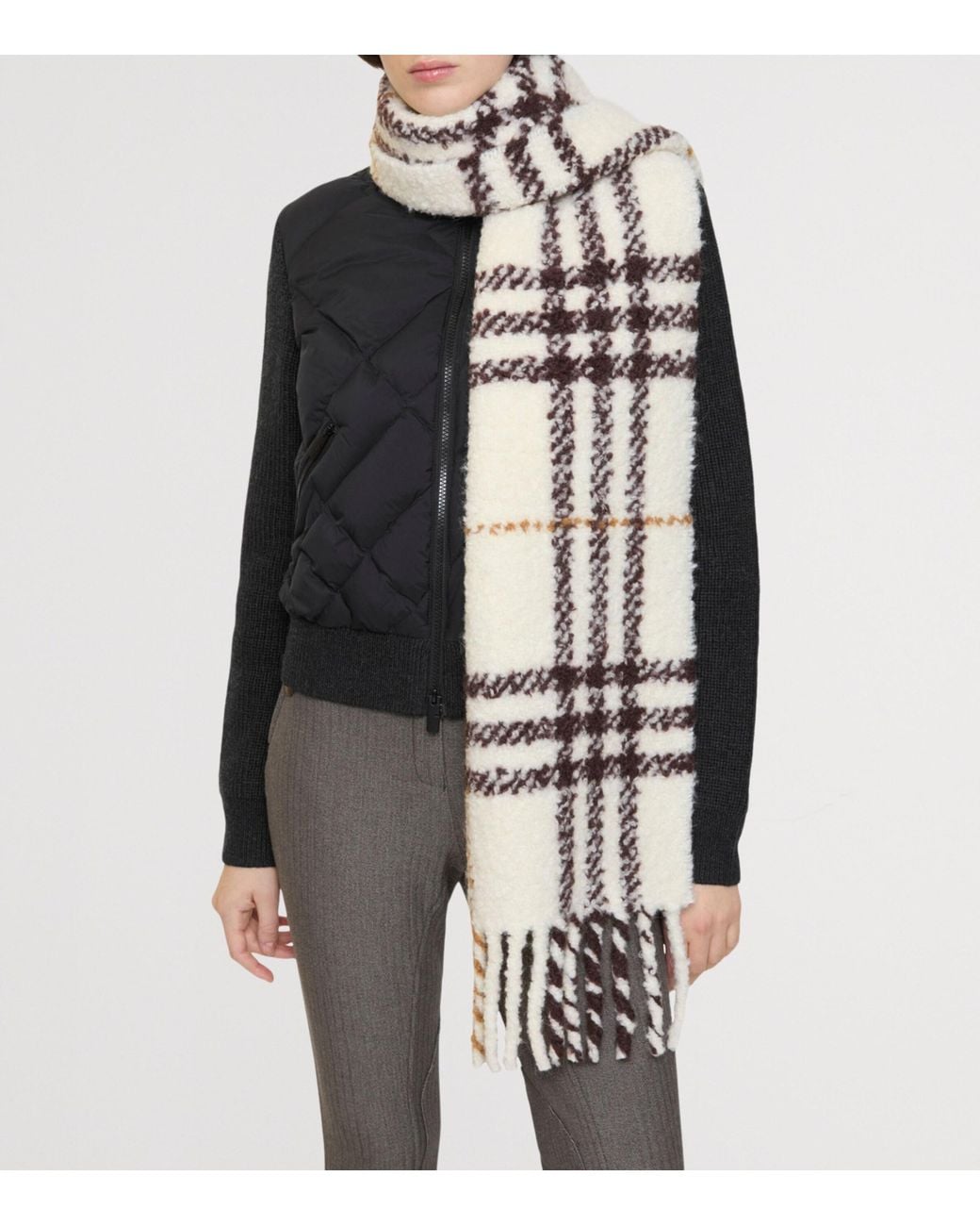 Burberry Natural Alpaca-Wool Check Scarf