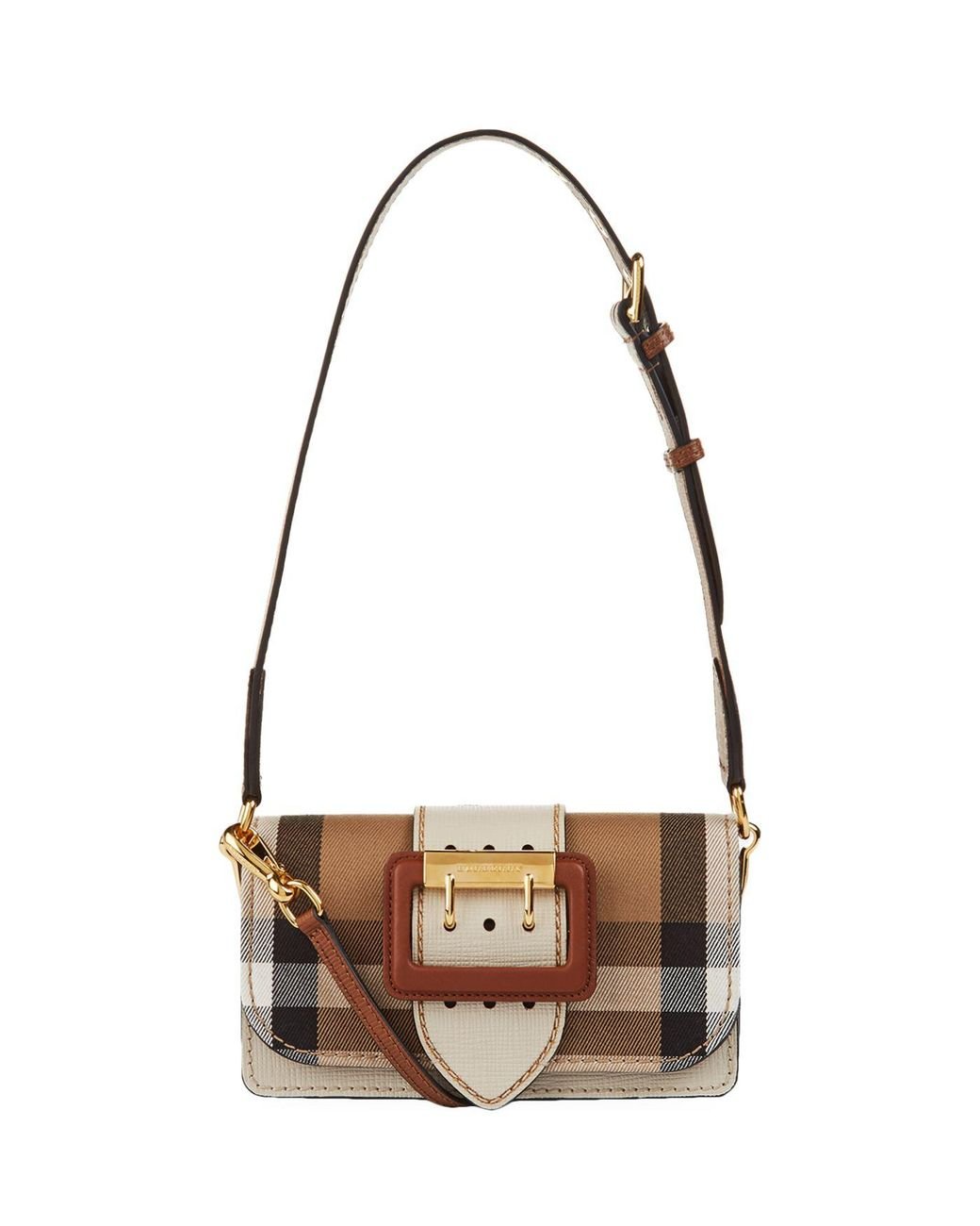 Burberry Small Buckle House Check Bag in Gray | Lyst