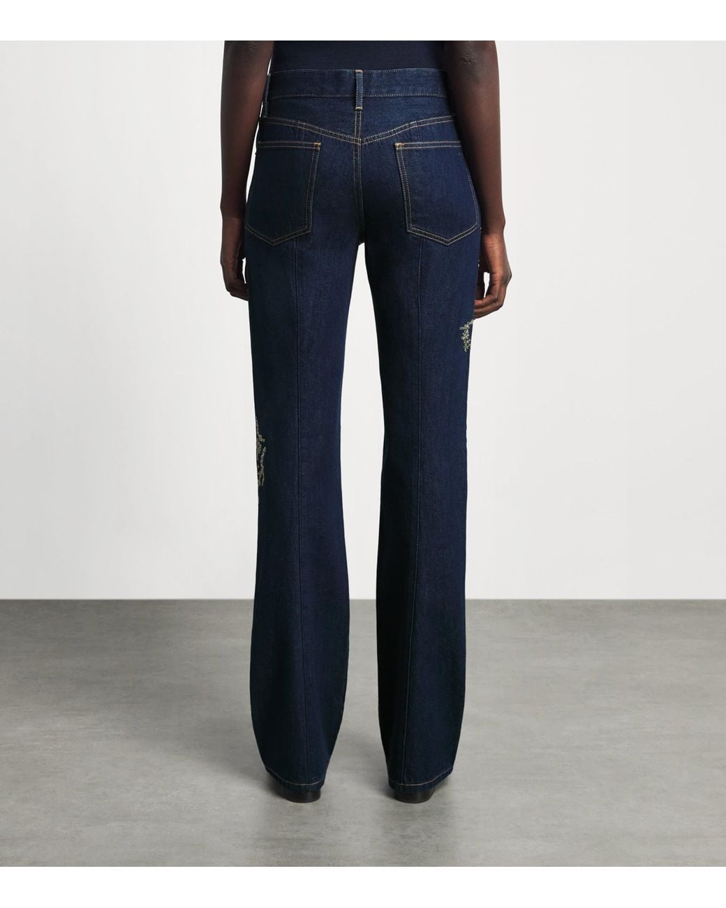 Tory Burch Blue Embellished Bootcut Jeans