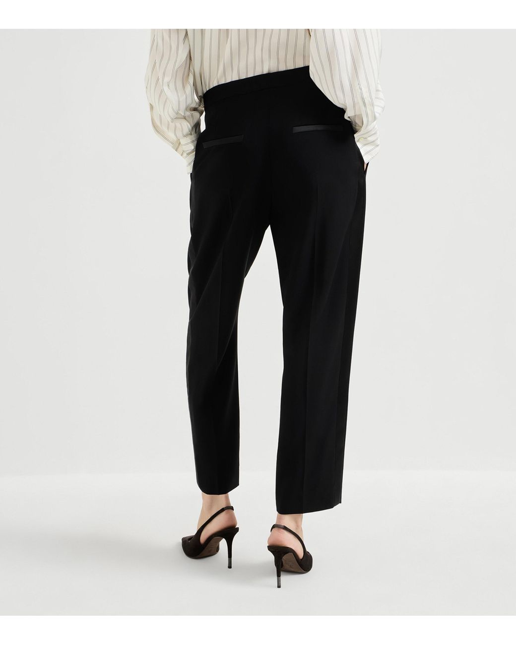 Brunello Cucinelli Black Pleated Tuxedo Trousers