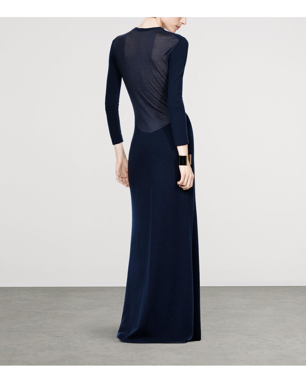 Tom Ford Blue Cashmere-Silk-Blend Sheer Back Maxi Dress