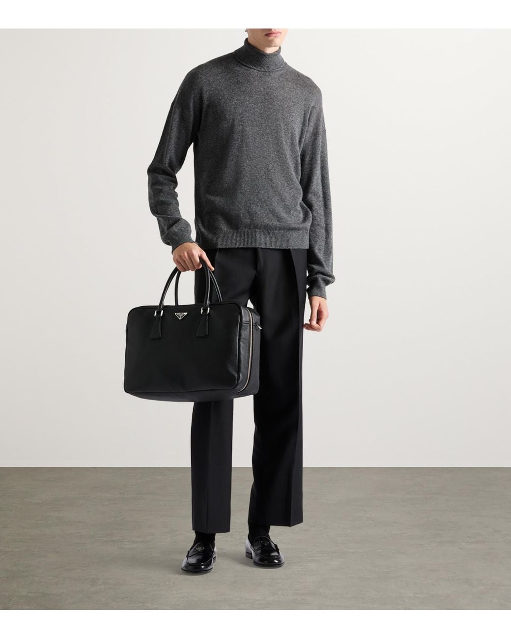 Prada Black Leather Briefcase for men