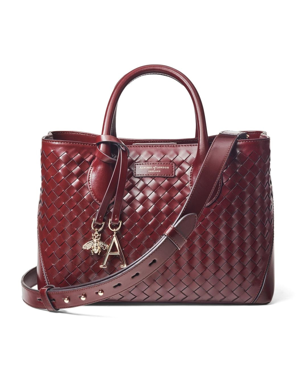 Aspinal Red Midi Leather London Tote Bag