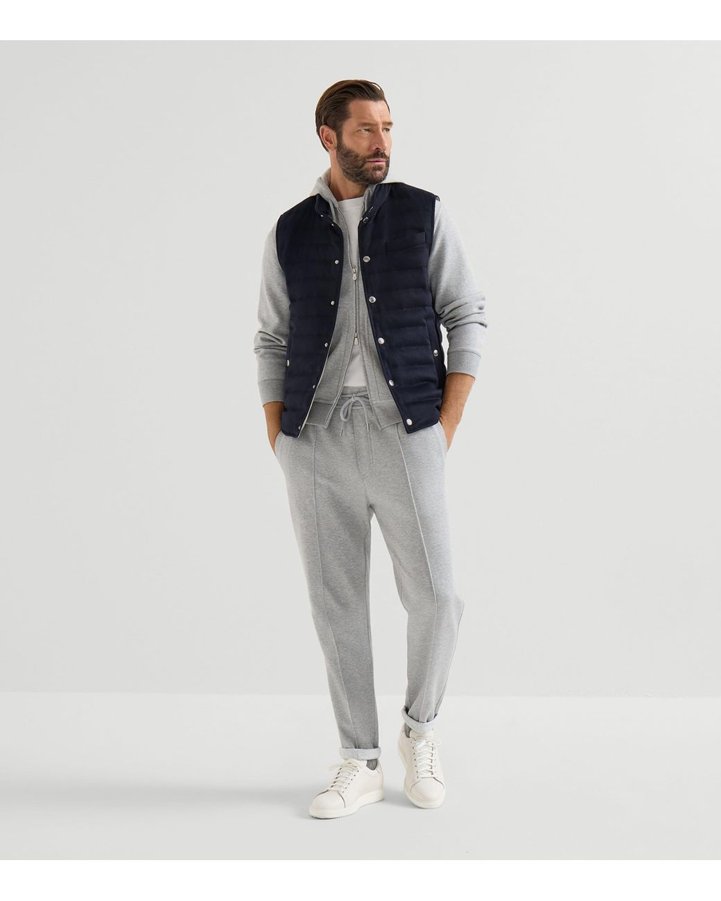 Brunello Cucinelli Blue Cashmere Down Gilet for men