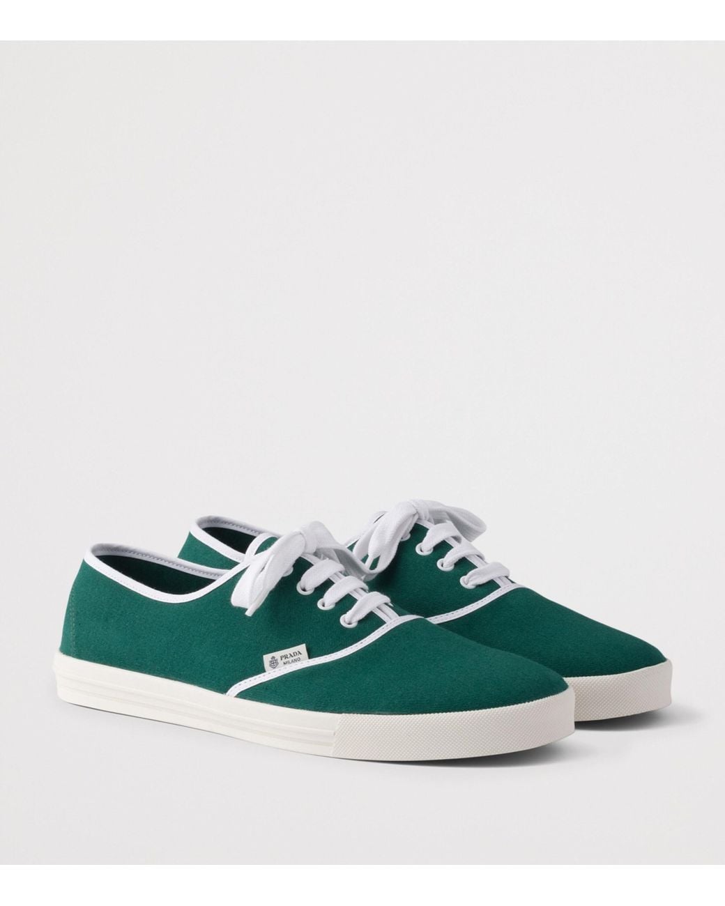 Prada Green Cotton Drill Low-Top Sneakers for men