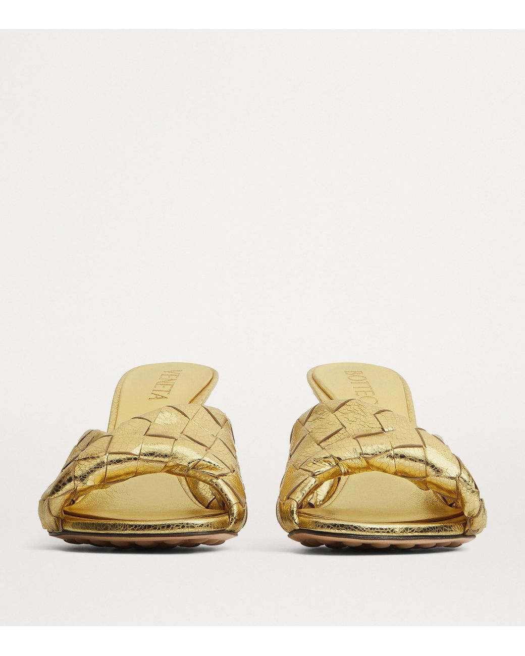 Bottega Veneta Metallic Leather Intrecciato Blink Mules 80