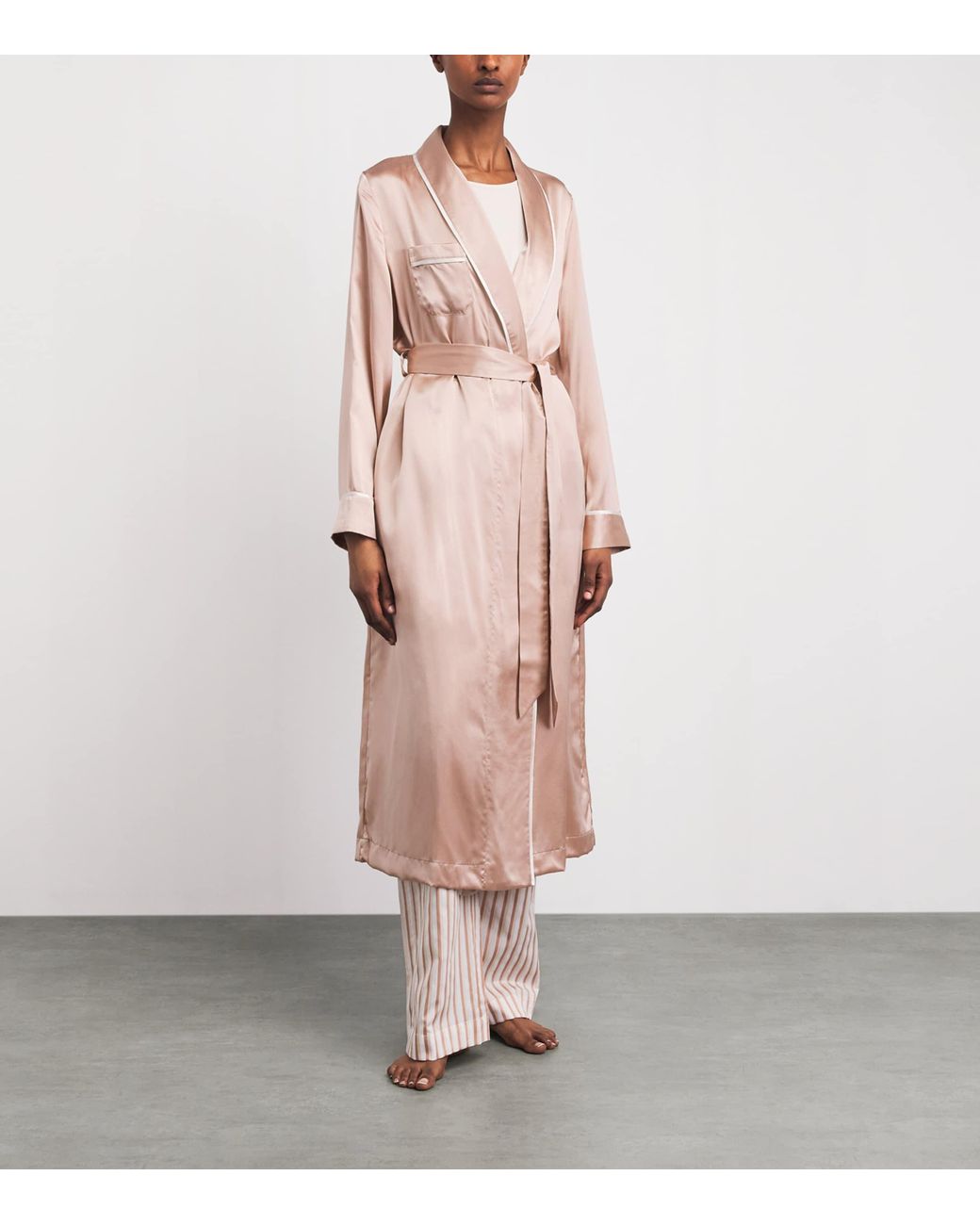 Derek Rose Pink Silk Bailey Robe