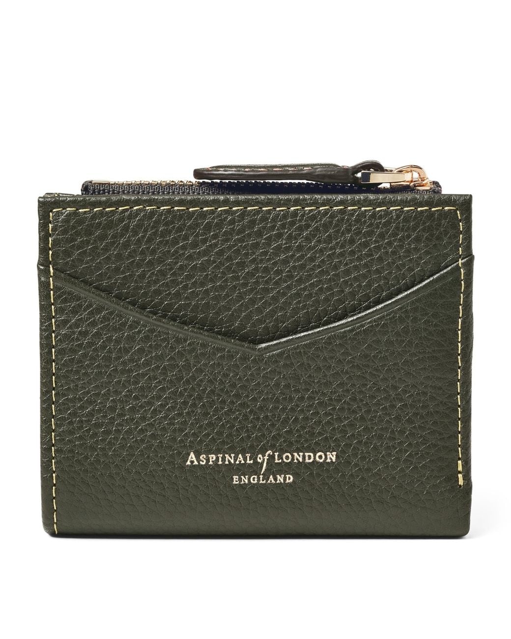 Aspinal Green Leather Hudson Coin And Card Holder