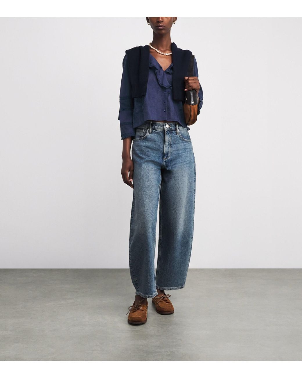 Doen Blue Organic Cotton Lace-Trim Huguette Blouse