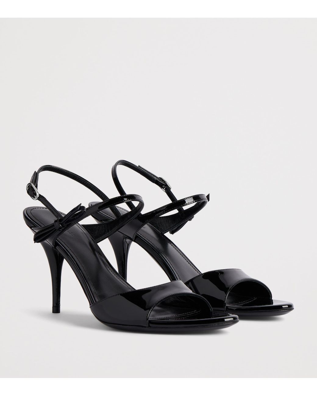 Balenciaga Black Patent Leather Avenue Bow Heeled Sandals 90