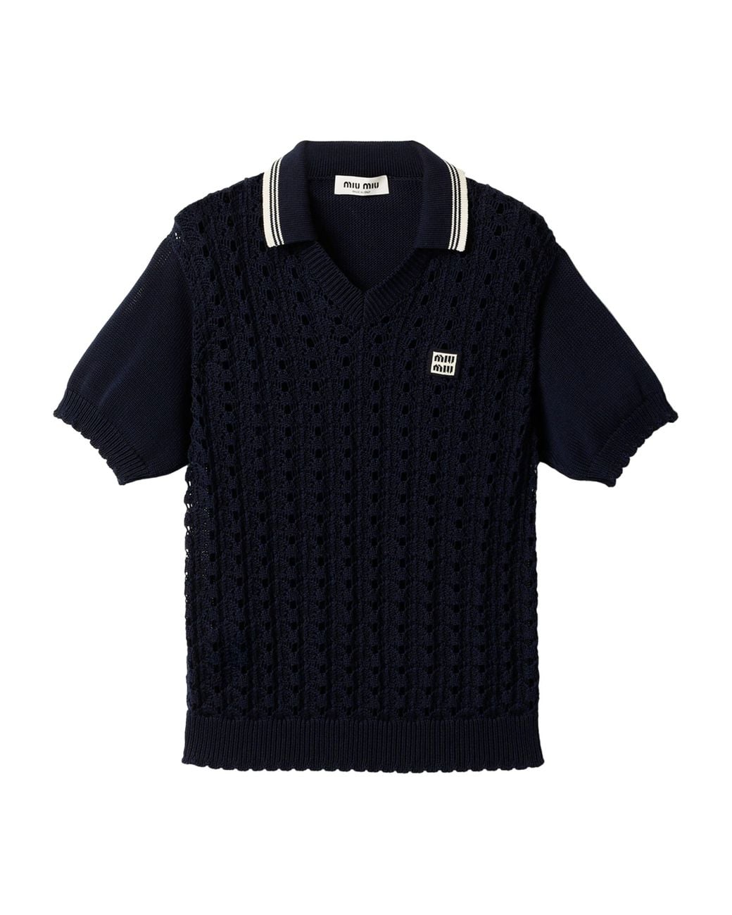 Miu Miu Blue Cotton Polo Sweater