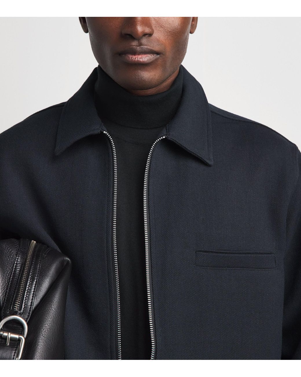Johnstons Black Superfine Cashmere Rollneck Sweater for men