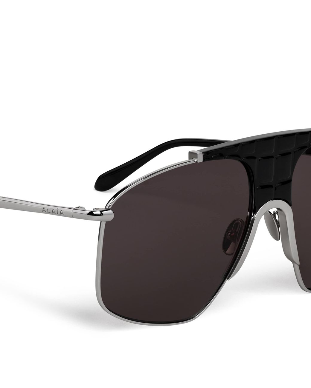 Alaïa Black Metal Aviator Mask Sunglasses