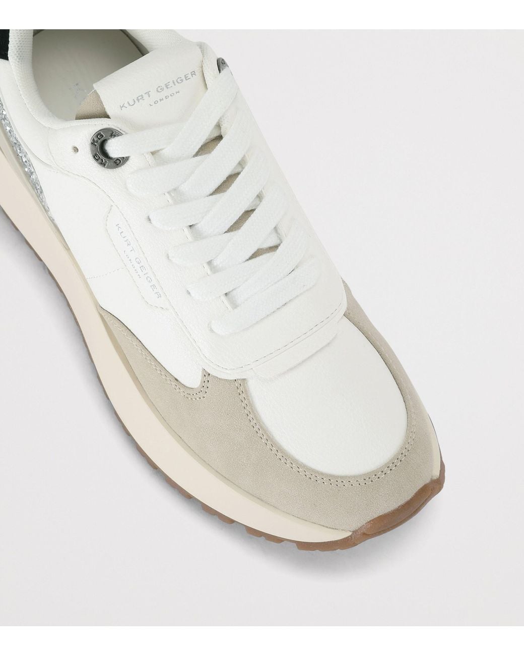 Kurt Geiger White Leather-Suede Metro Sneakers