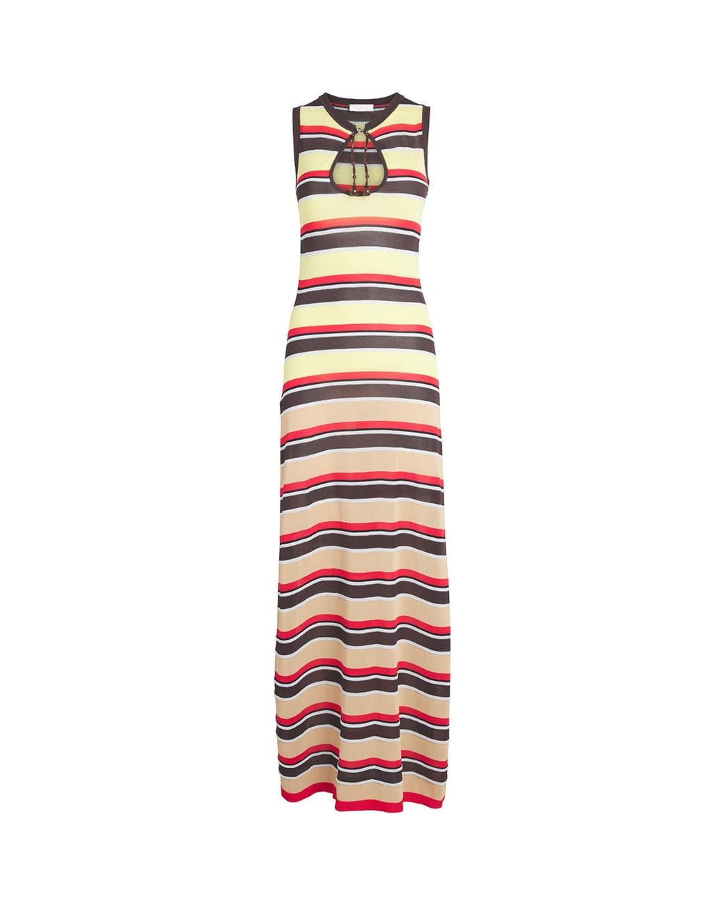 Rabanne White Stripe Cut-Out Maxi Dress