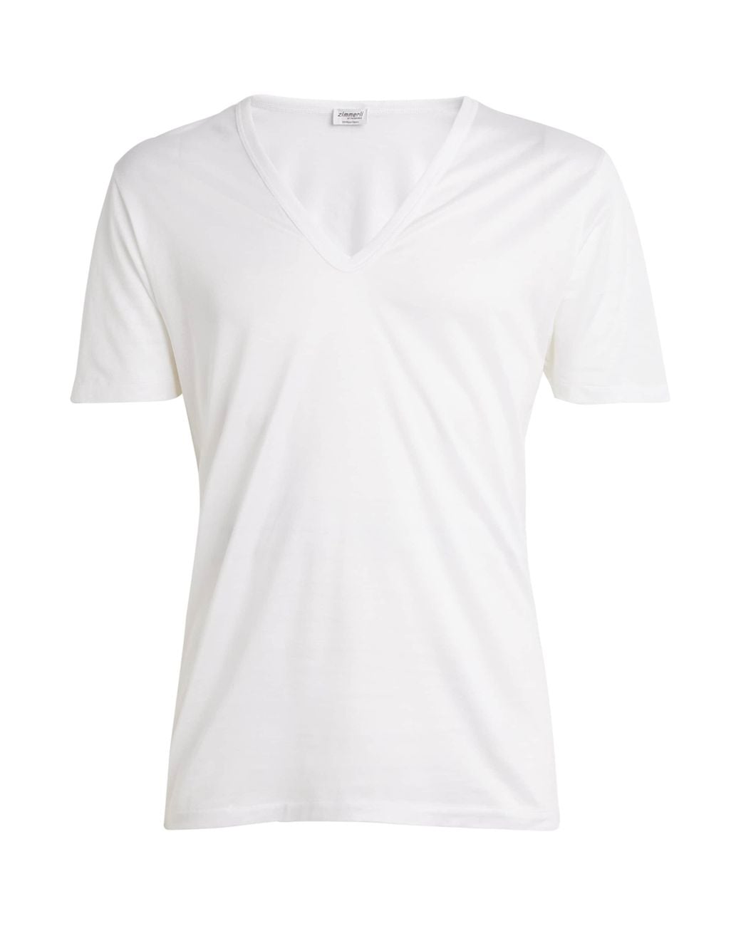 Zimmerli of Switzerland White Cotton V-Neck T-Shirt for men