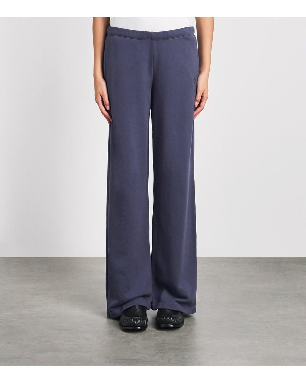 ÉTERNE Blue Cotton-Blend Wide-Leg Sweatpants