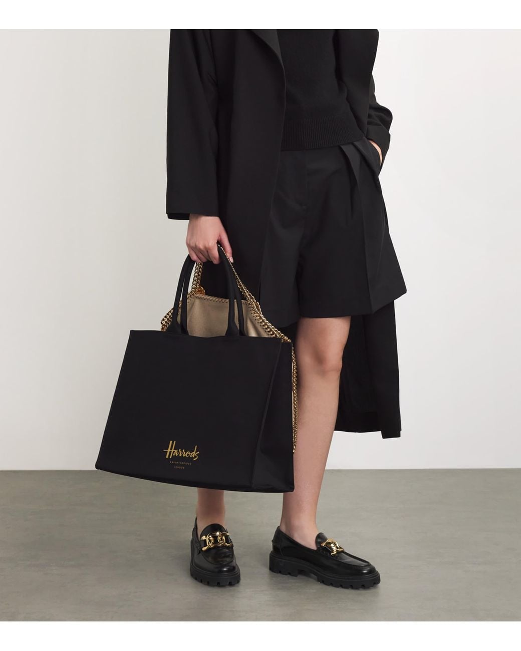 Harrods Black Large Cotton Logo Tote Bag
