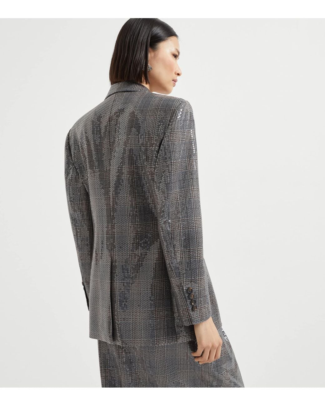 Brunello Cucinelli Gray Virgin Wool Sequinned Blazer