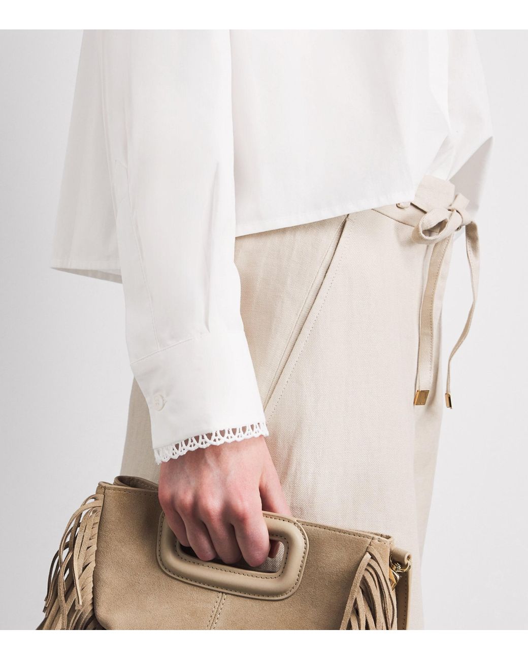 Maje White Crochet-Collar Shirt