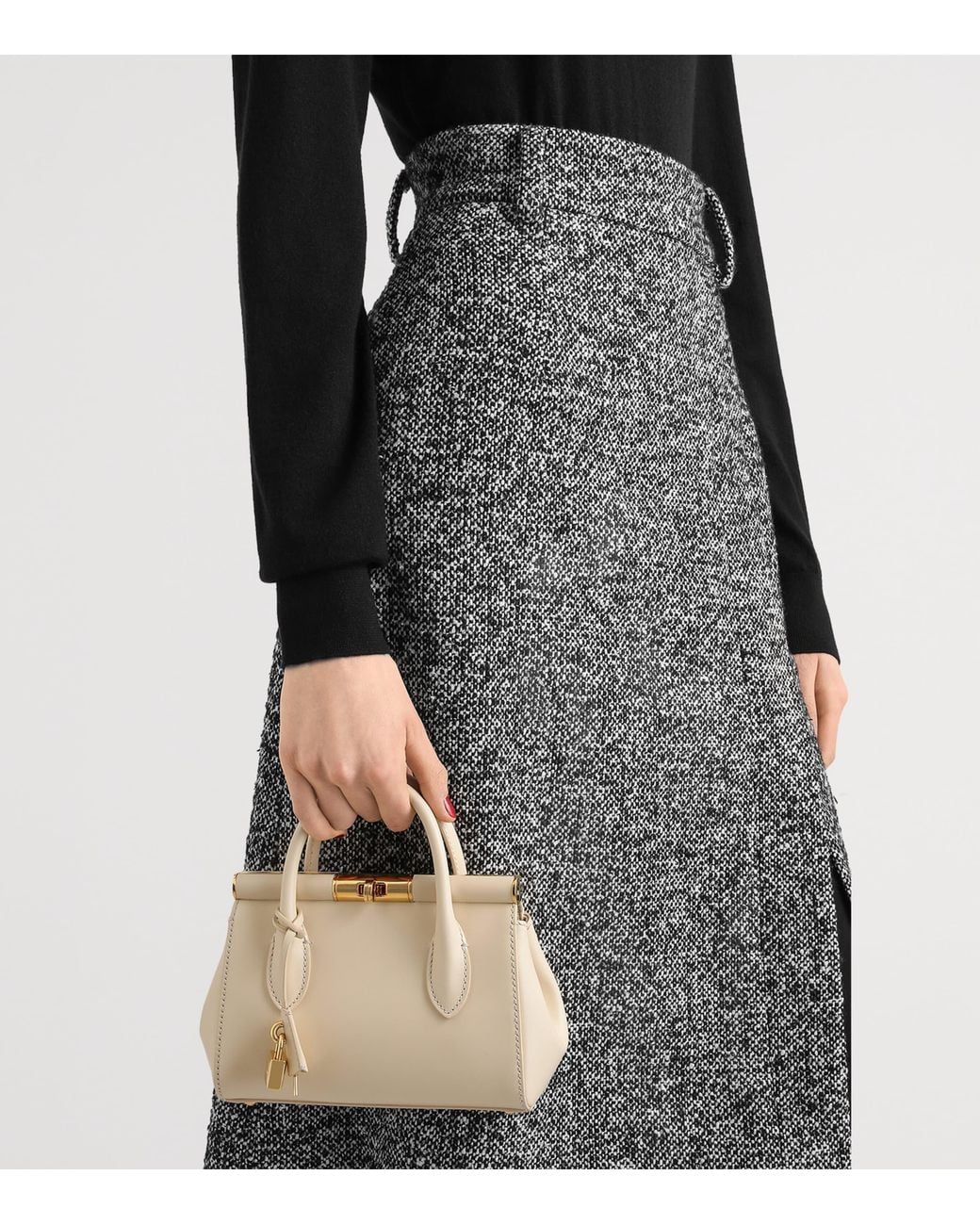 Dolce & Gabbana Natural Mini Leather Marlene Top-Handle Bag