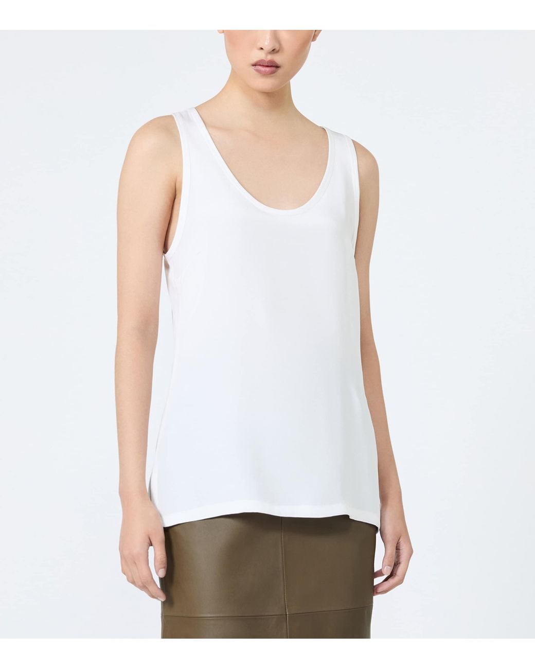 Max Mara White Silk Embroidered Tank Top