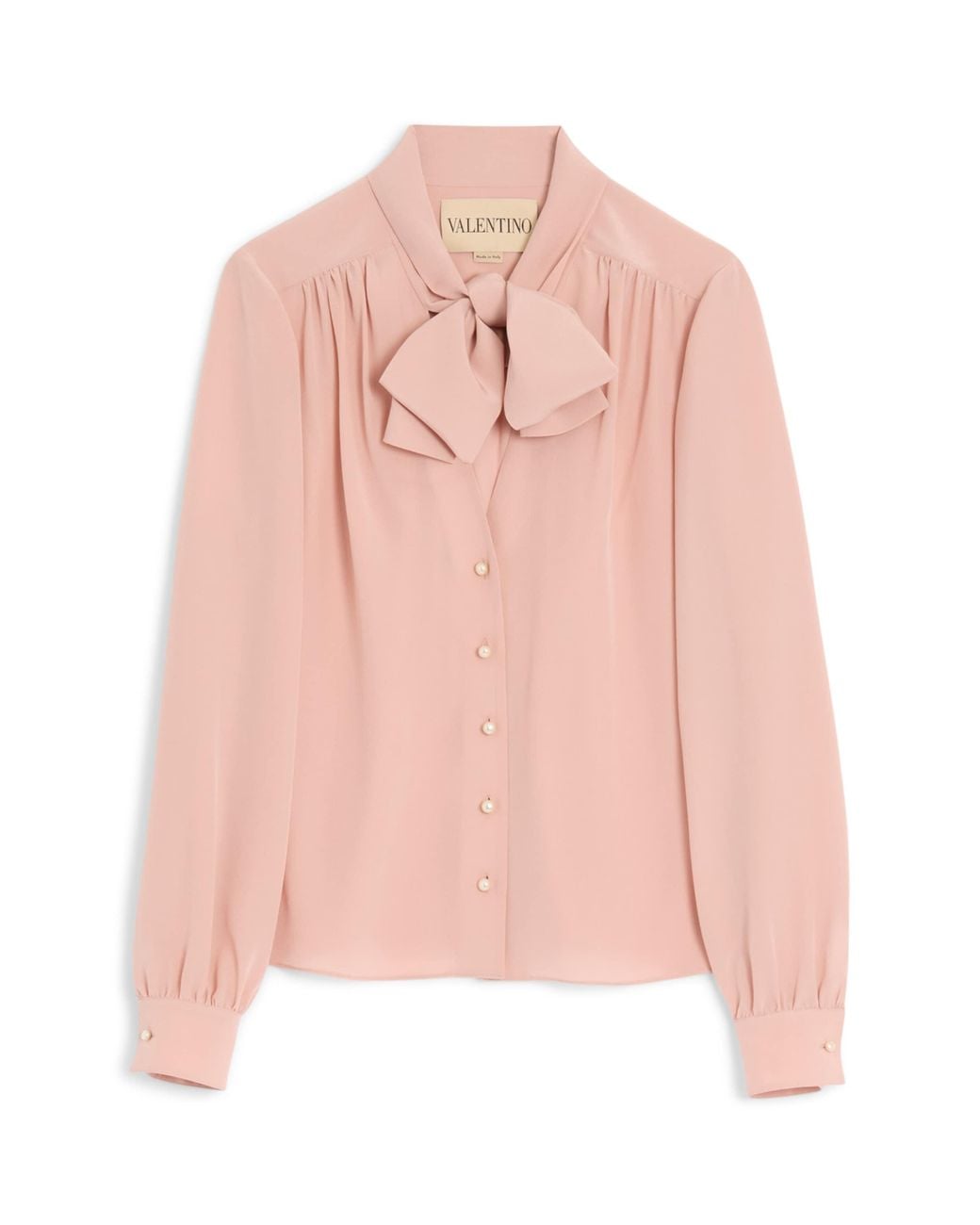 Valentino Pink Silk Bow-Tie Blouse
