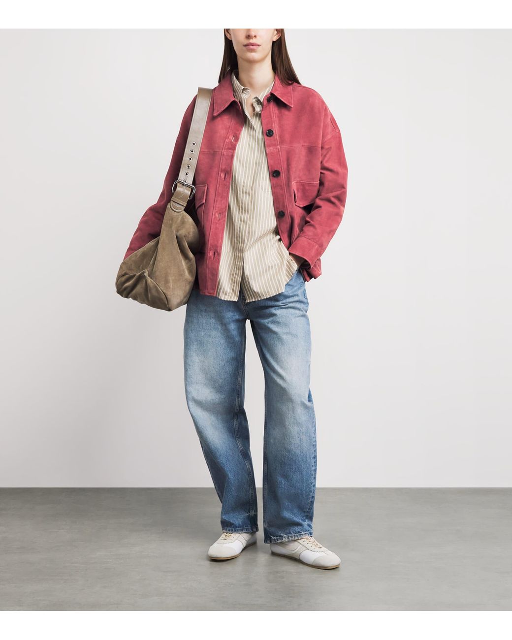 Arma Red Lamb Suede Kaylee Shacket