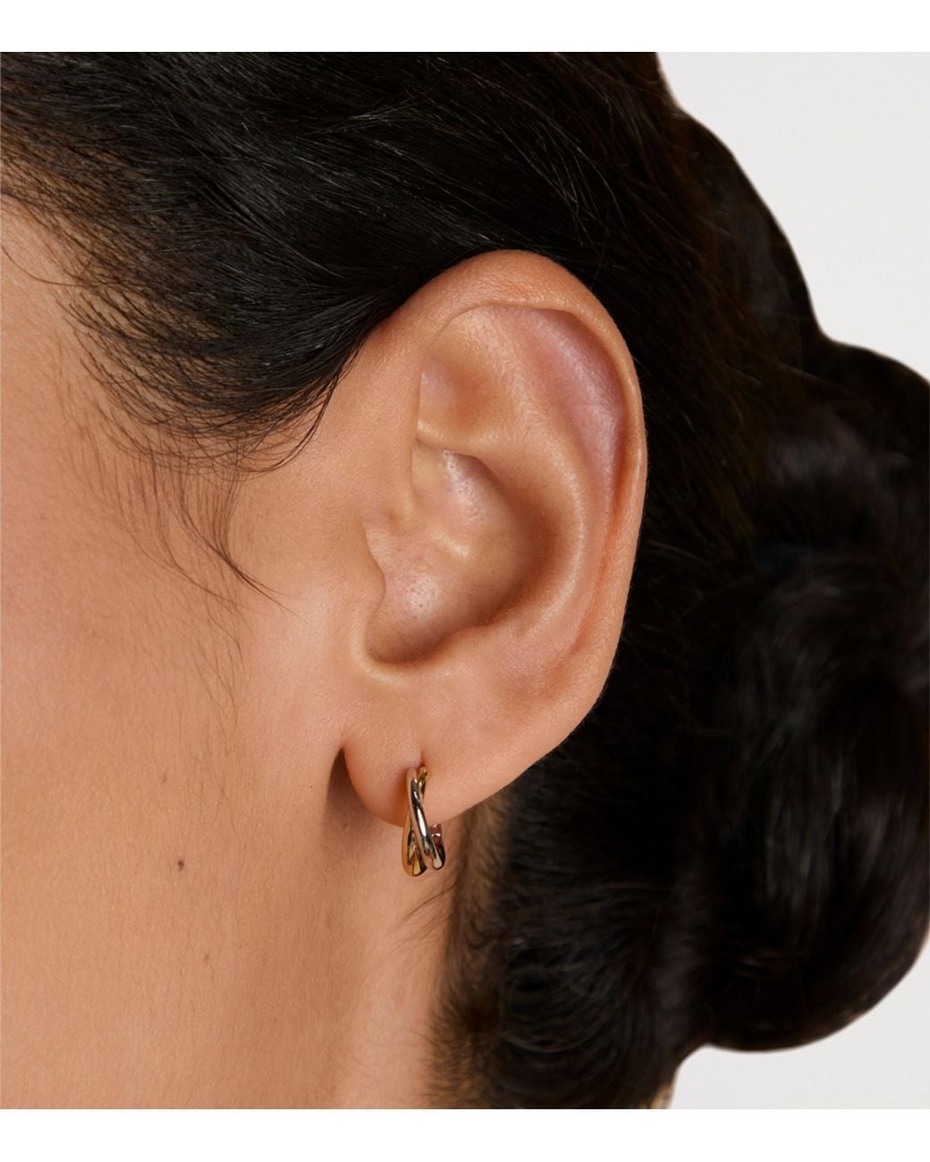 Astrid & Miyu Metallic Sterling Crossover Illusion Huggie Earrings
