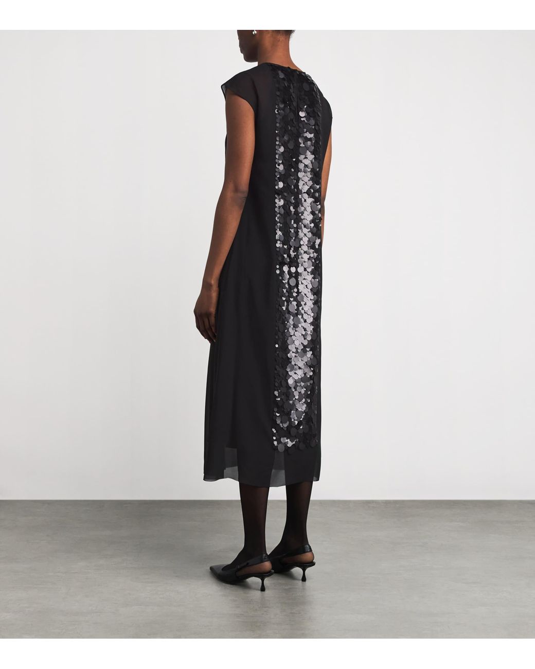 Joseph Black Chiffon Boulle 2-Piece Midi Dress