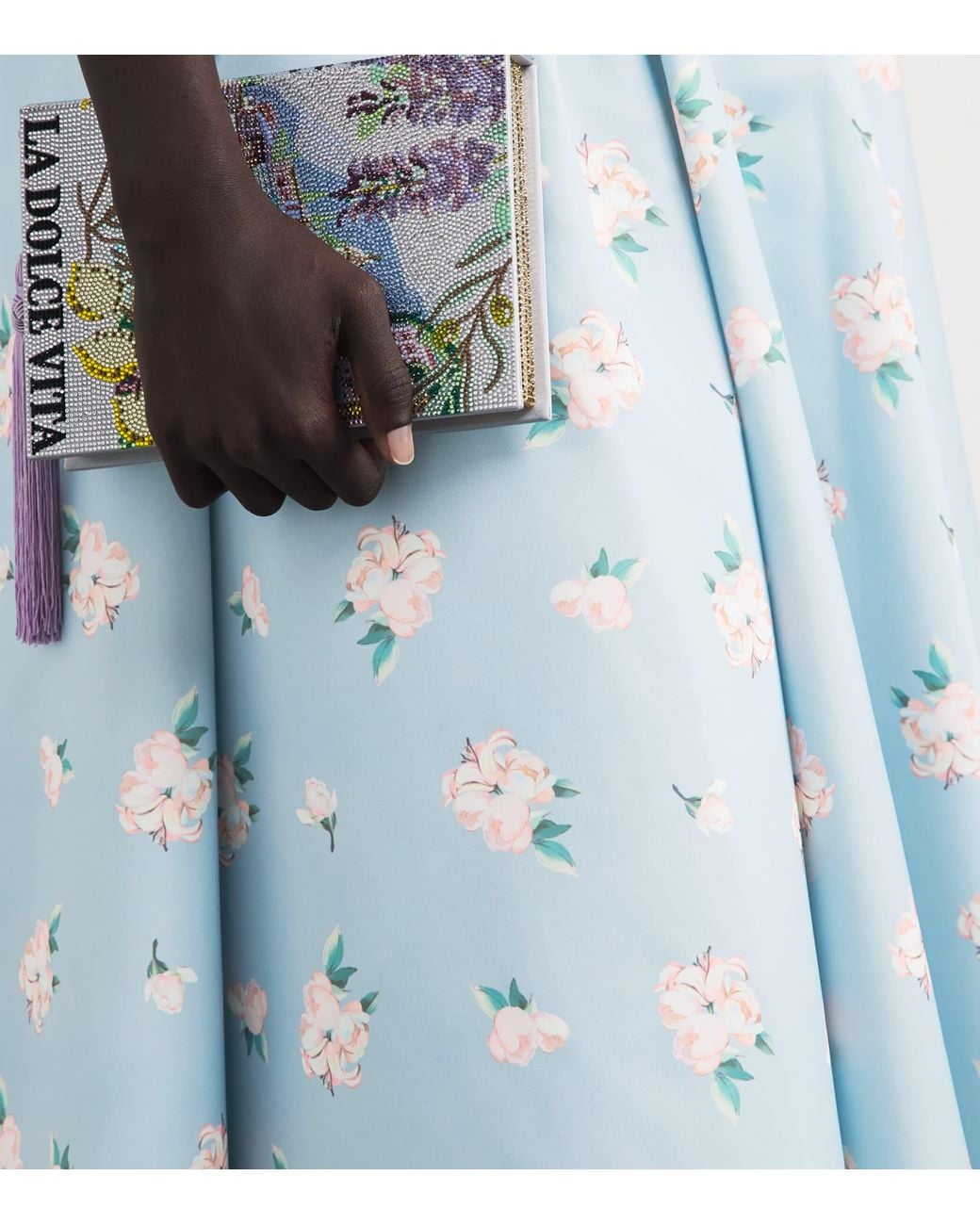 LEO LIN Blue Floral Nora Strapless Gown