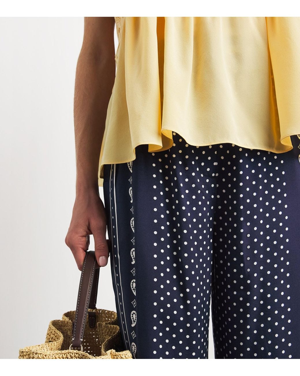 Maje Blue Printed Wide-Leg Trousers