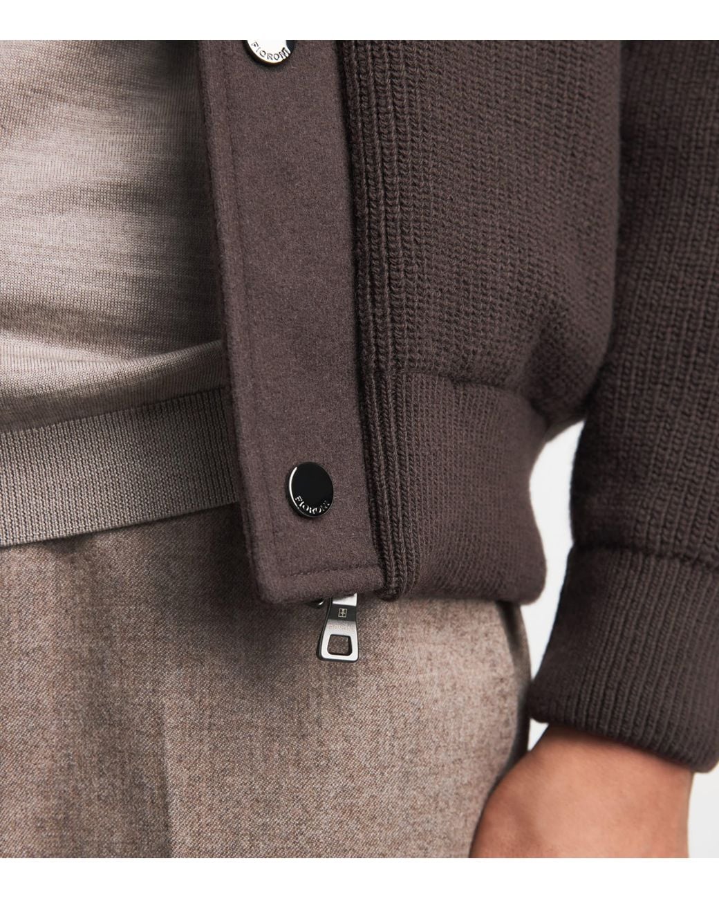 FIORONI CASHMERE Brown Virgin Wool Down Jacket for men