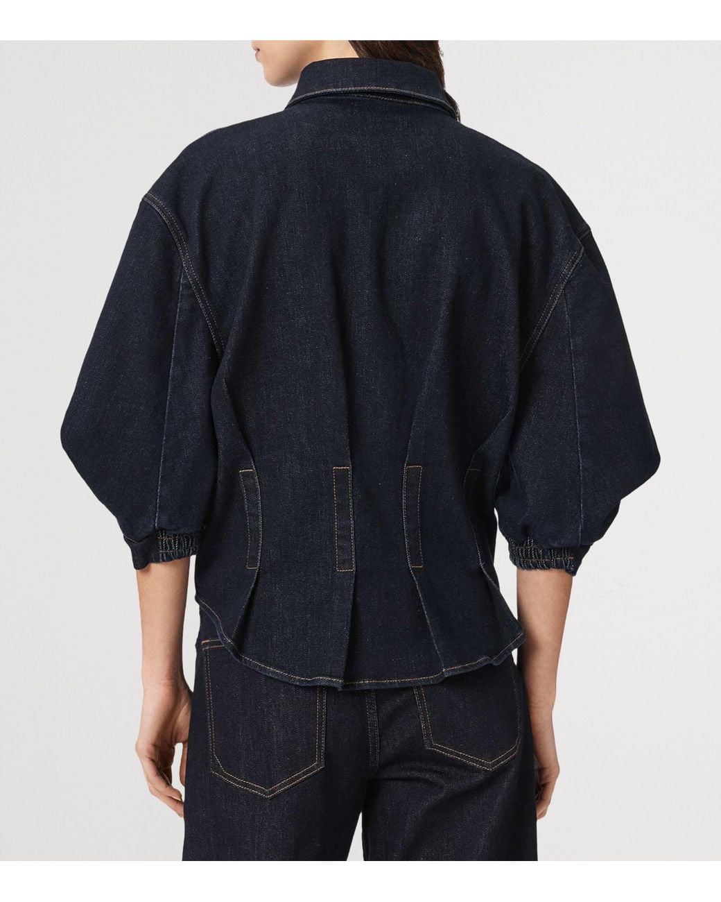 AllSaints Blue Denim Puff-Sleeve Nancy Shirt