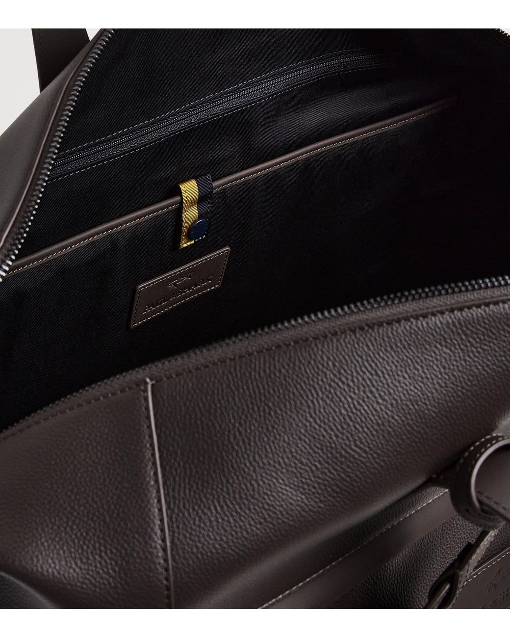 Paul & Shark Black Leather Logo Holdall for men