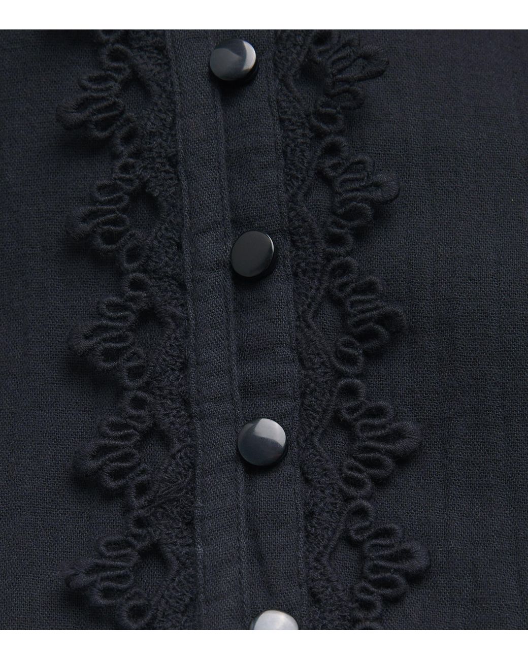 ME+EM Black Cotton Embroidered Blouse