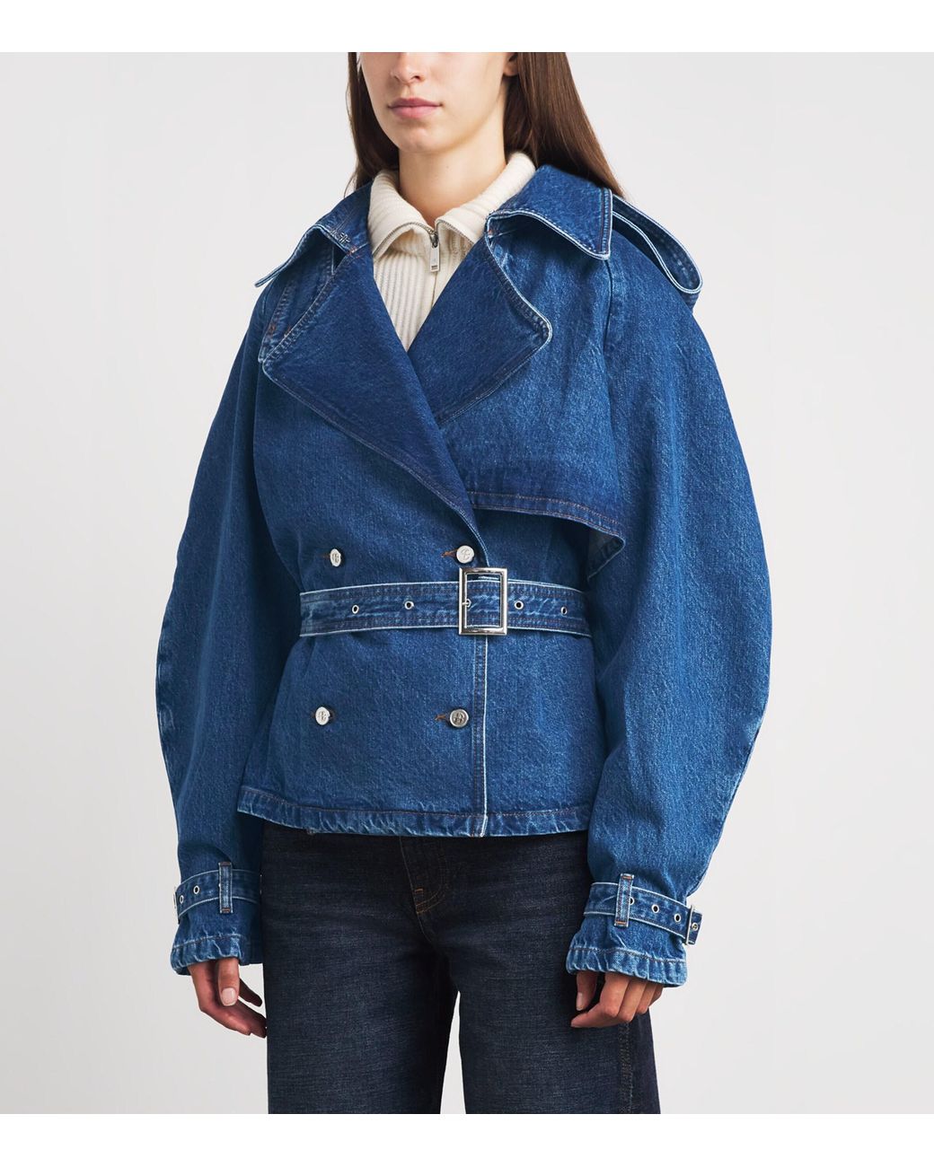 Anine Bing Blue Denim Pascale Trench Jacket