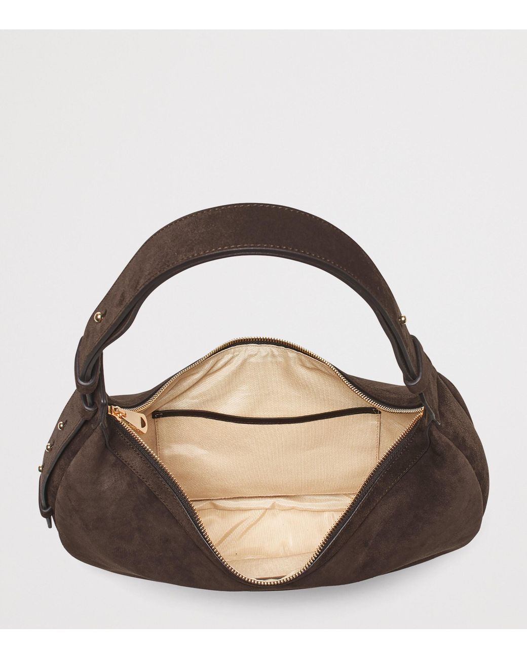 Aspinal Brown Suede Hudson Crescent Cross-Body Bag