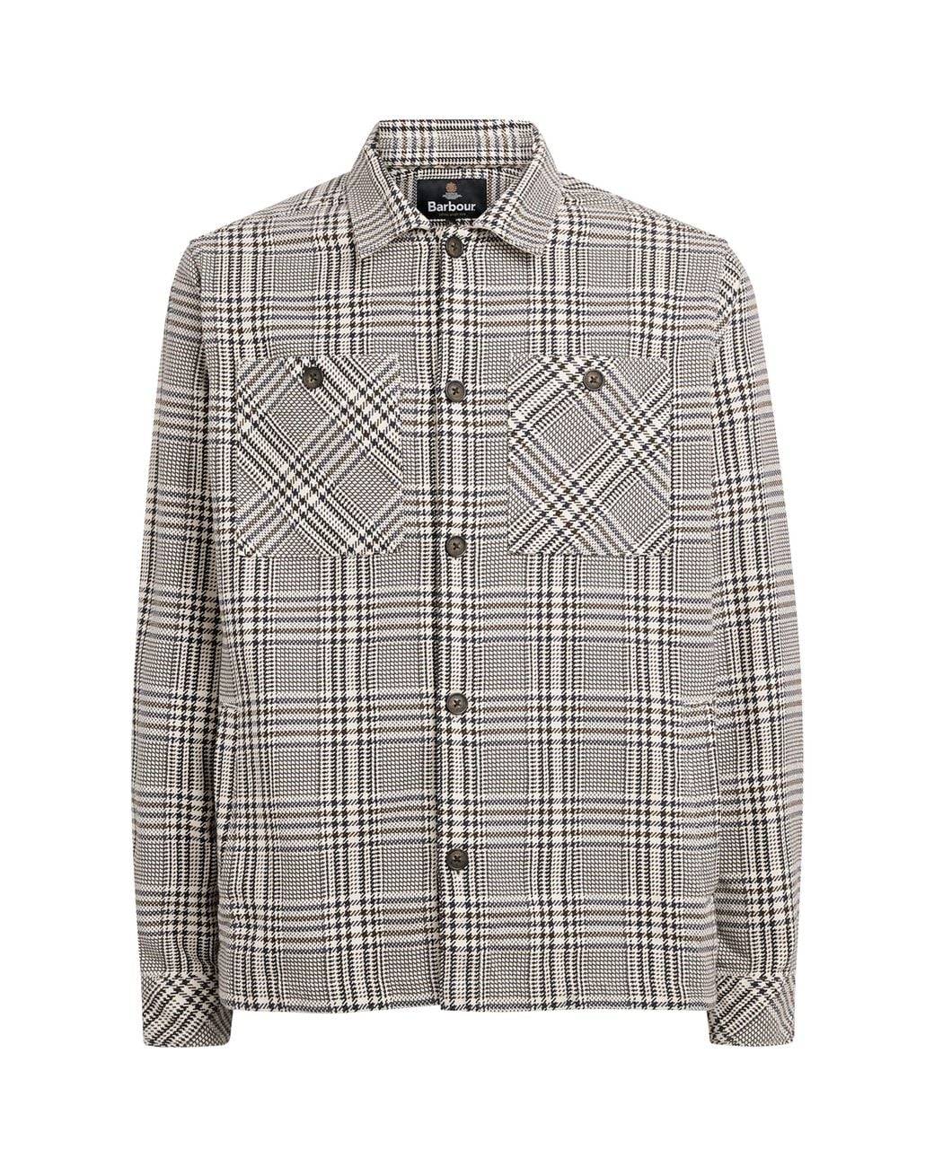 Barbour Gray Cotton Houndstooth Alderney Overshirt for men