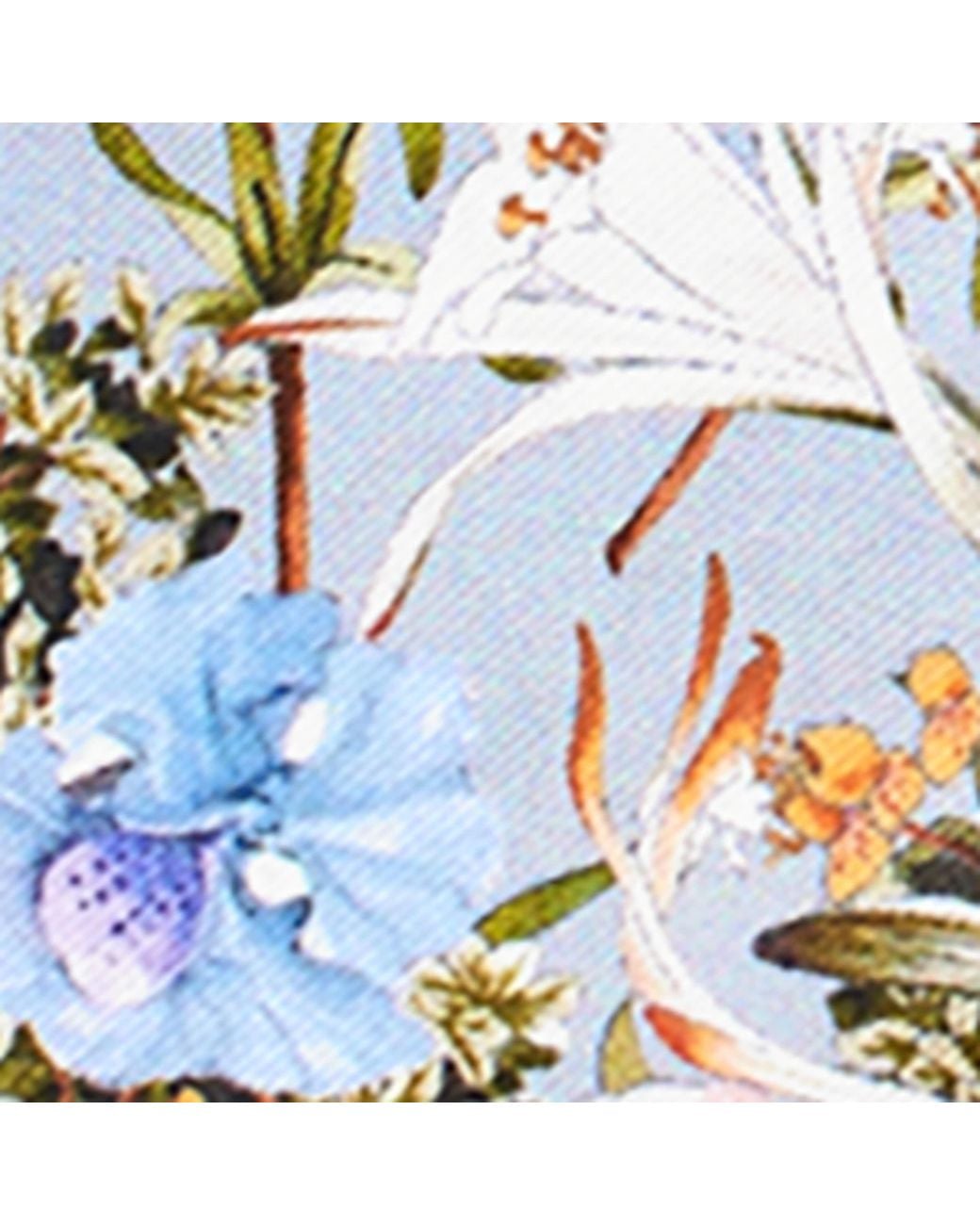 Aspinal Blue Silk Edwardian Garden Skinny Scarf