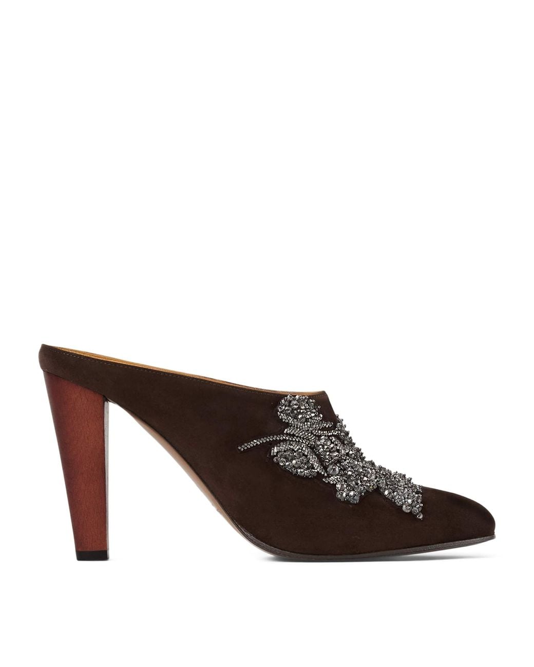 Ralph Lauren Brown Suede Embellished Ashtyn Mules 95